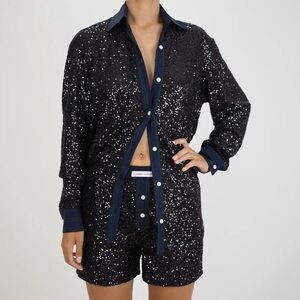 NWT Hand Over Cesar Sequin Button Down. Size S